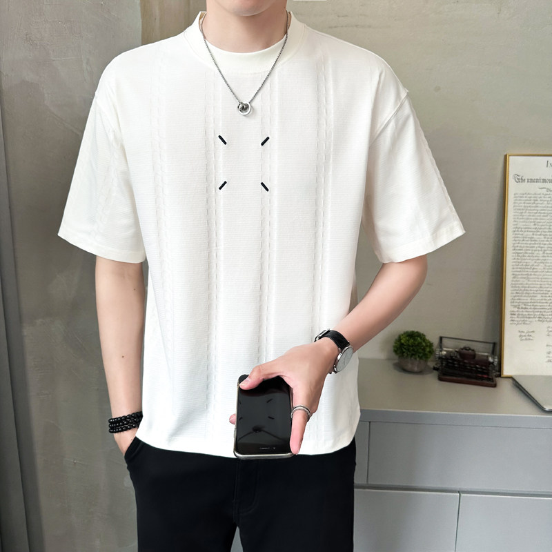 原版面料定制提花男士高克重刺绣圆领短袖T恤半袖T516-P50,男装T恤,电商D246
