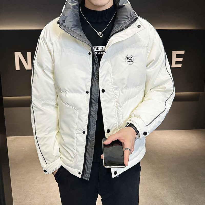 @店主风-必免洗面料冬白鸭绒立领拼色羽绒服潮流男YR302-P160，男装羽绒服，电商D246