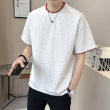 重磅320g新面料轻奢冰丝男士设计感刺绣短袖T恤半袖K88-P48，男装T恤，电商D246