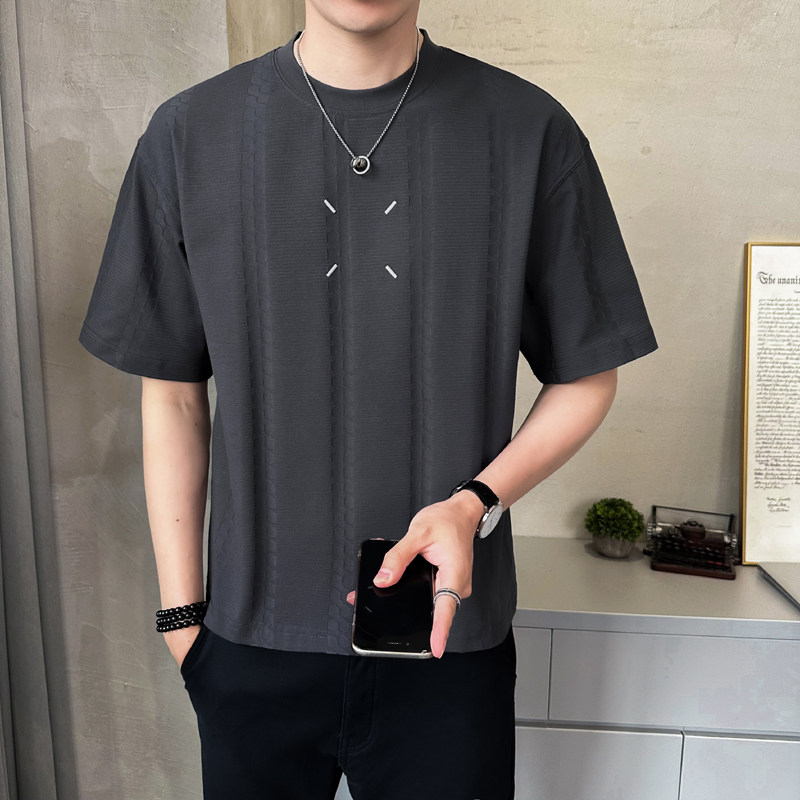 原版面料定制提花男士高克重刺绣圆领短袖T恤半袖T516-P50,男装T恤,电商D246