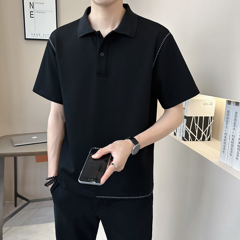 重磅冰丝凉感轻奢高级男士设计感polo杉短袖T恤半袖3590-P55,男装T恤,电商D246