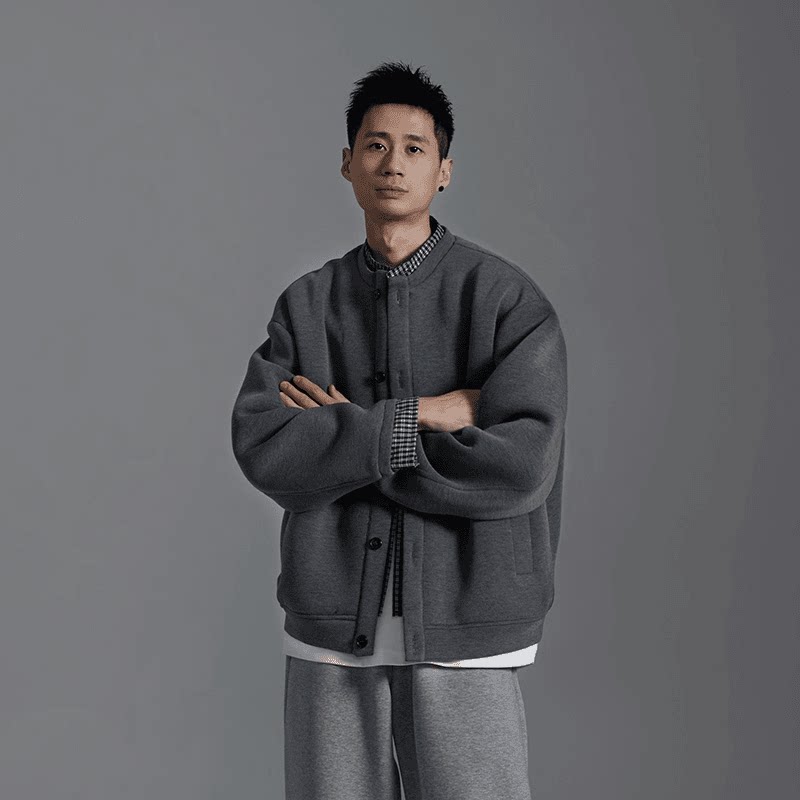 抖音杭曼男装假两件外套高级感格子拼接设计男女款6126-P105,男装夹克,电商D246