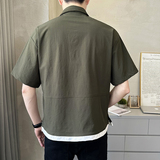店主风男士polo衫重磅设计感款工装假两件短袖T恤半袖8030-P55，男装T恤，电商D246