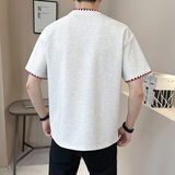 重磅320g新面料轻奢冰丝男士设计感刺绣短袖T恤半袖K88-P48，男装T恤，电商D246