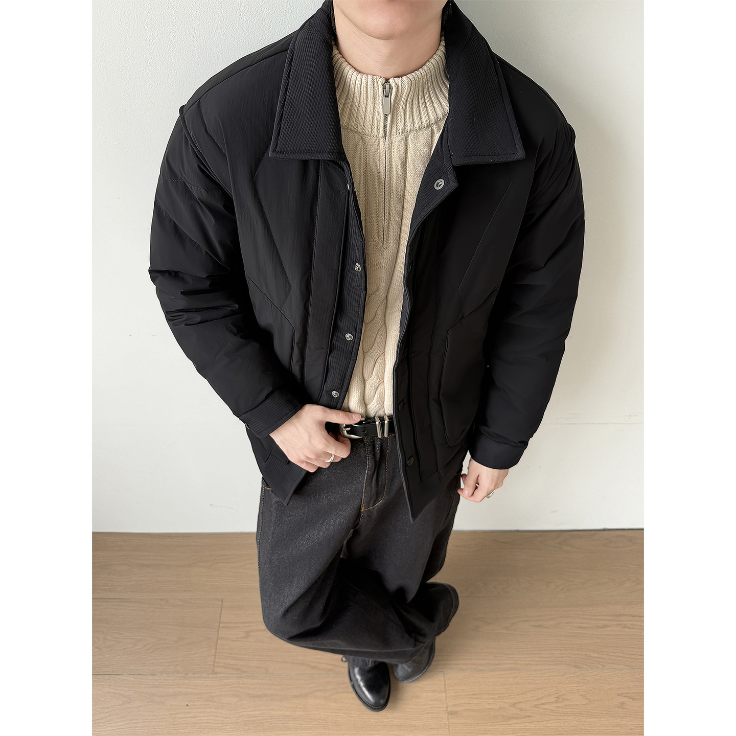 @标美式风格肌理感外套羽绒服潮流男衬衫领18819-P175,男装衬衫,电商D246
