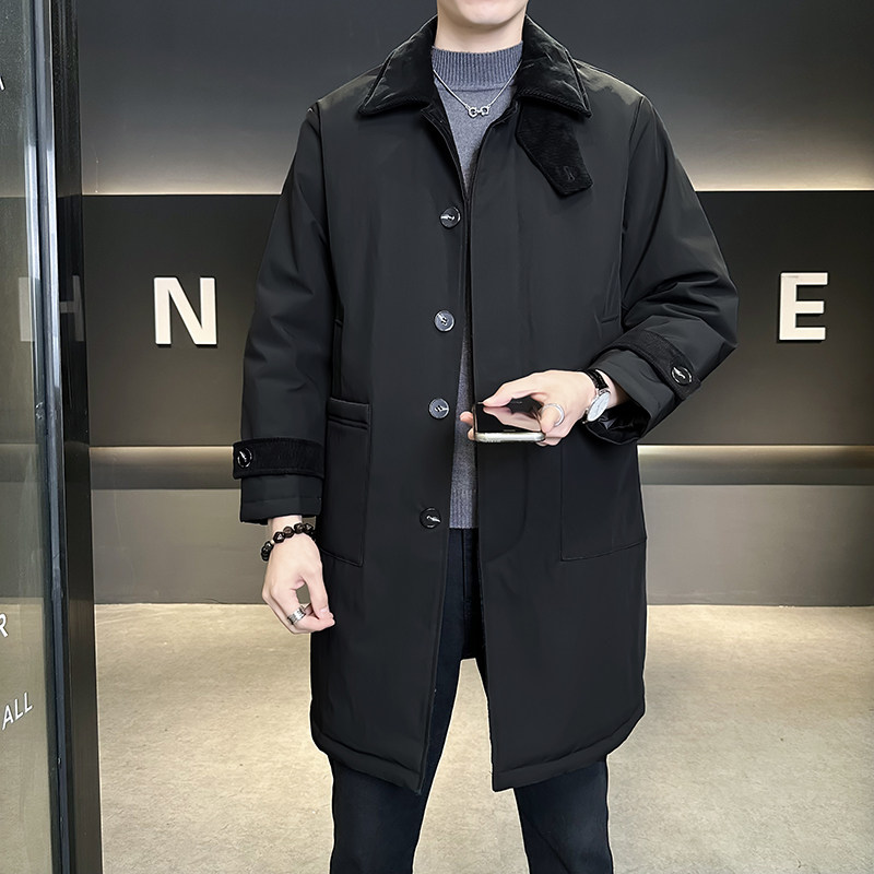 @标2025新款中长款外套羽绒服设计感男翻领外套25399-P220,男装羽绒服,电商D246