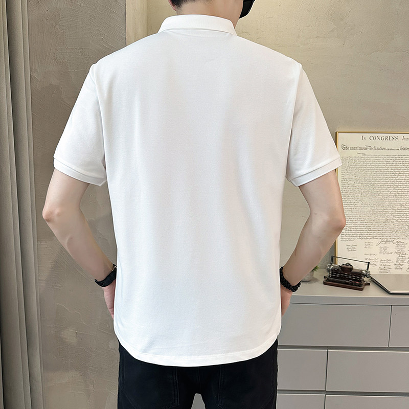 抖音冰凉丝光珠地冰感修身拼接短袖T恤polo衫PL02-P50,男装Polo衫,电商D246