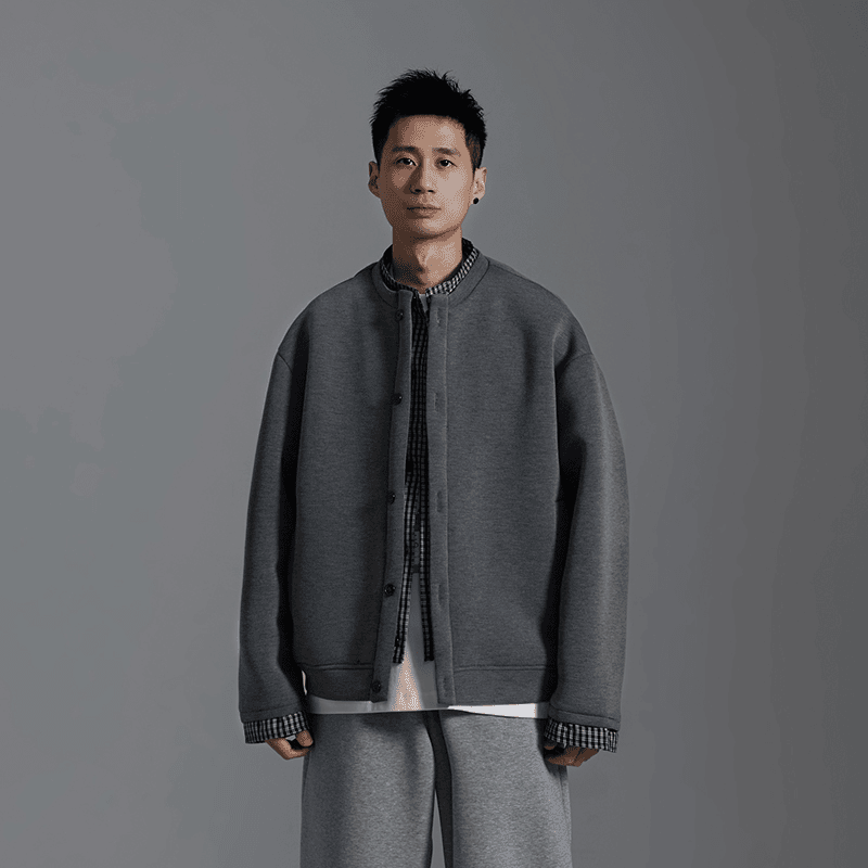 抖音杭曼男装假两件外套高级感格子拼接设计男女款6126-P105,男装夹克,电商D246