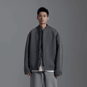 抖音 杭曼男装假两件外套高级感格子拼接设计男女款6126-P105图片