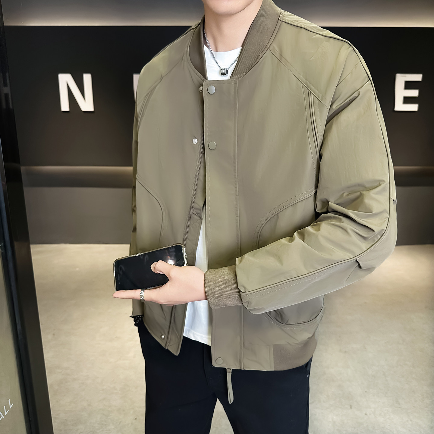 2026春秋新款 男士外套定制棒球领工装夹克男1901-P105图片