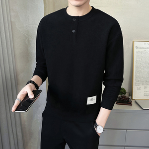 @店主风 特殊面料条纹男针织长袖卫衣圆领外套6871-P68图片