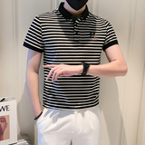 社会小伙冰感条纹刺绣修身短袖T恤polo衫数据好PL801-P48，男装Polo衫，电商D246