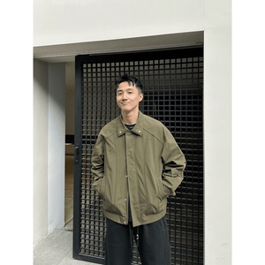 抖音  虎牙兄弟美式男士翻领双领工装夹克外套2508-P80图片