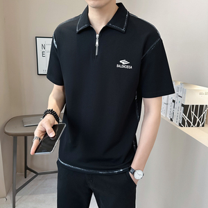 新面料轻奢高级男士设计感polo杉短袖T恤半袖8812-P50图片