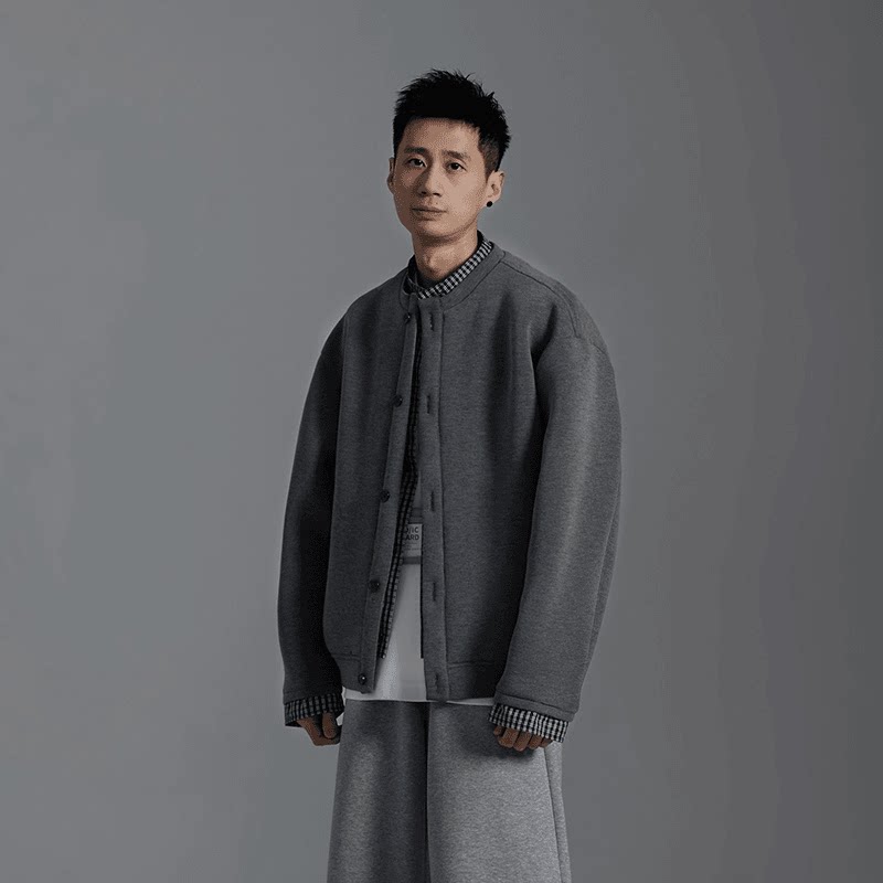 抖音杭曼男装假两件外套高级感格子拼接设计男女款6126-P105,女装短外套,电商D246