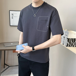 @店主 2025新款设计男士高克重圆领短袖T恤半袖8774-P48图片