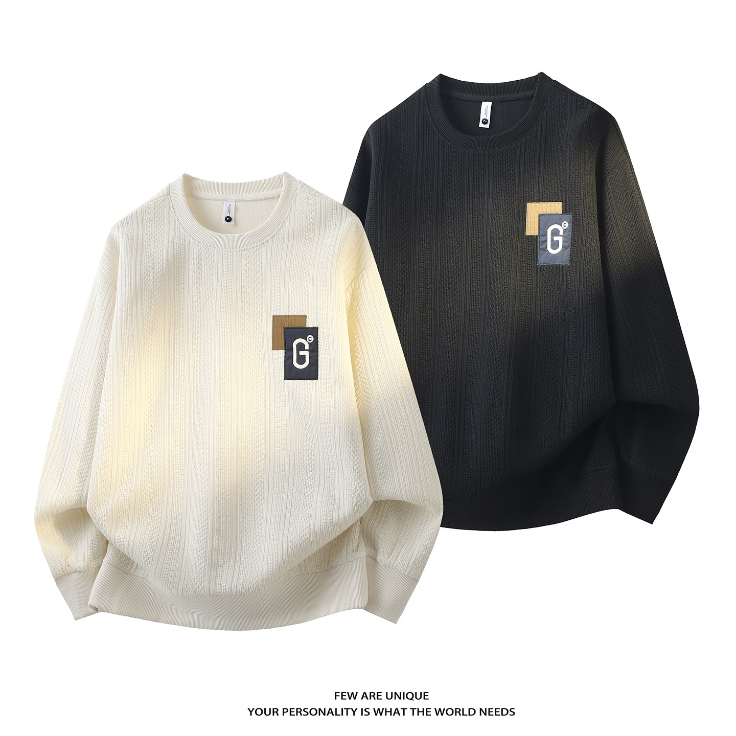 平铺3D- 特殊面料上衣男针织长袖卫衣圆领外套休闲-8823-P58图片