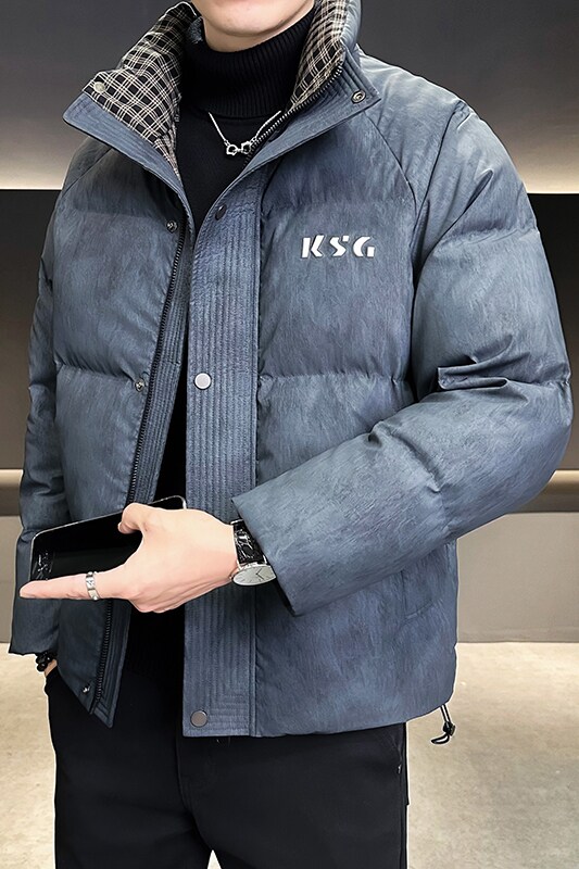 @店主风-脏脏风免洗皮面料冬白鸭绒立领羽绒服潮流男18338-P185,男装羽绒服,电商D246