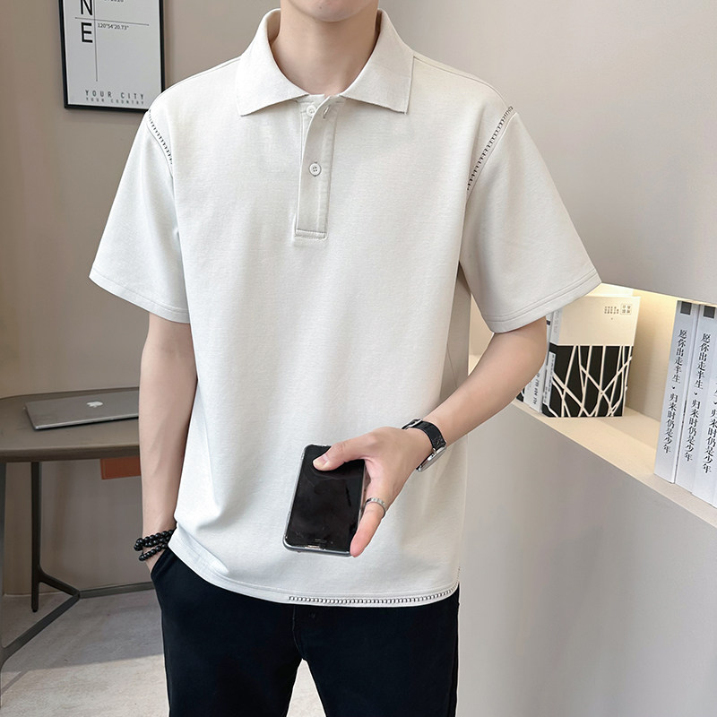 重磅冰丝凉感轻奢高级男士设计感polo杉短袖T恤半袖3590-P55,男装T恤,电商D246