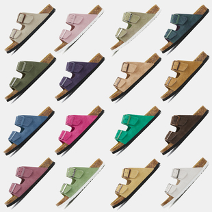 麦步伦亚利桑那勃肯鞋软木双扣拖鞋反绒牛皮外穿增高懒人男女复古