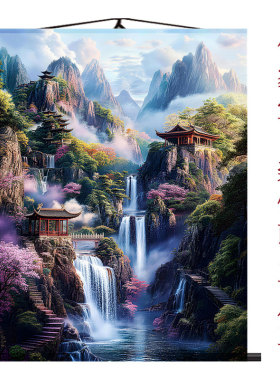 仙家堂口山水画暗堂挂画中堂画客厅玄关挂画佛道竖版三尺三装饰画