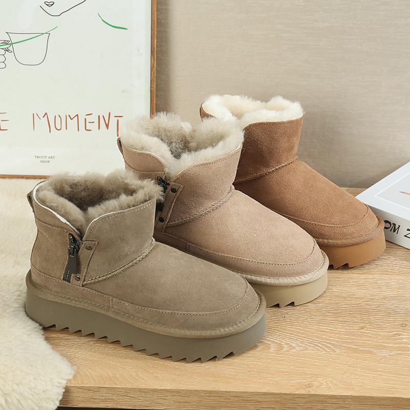 2024冬季新款厚底侧拉链雪地靴