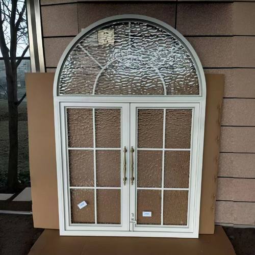 法式复古窗铁艺玻璃双开窗拱形窗