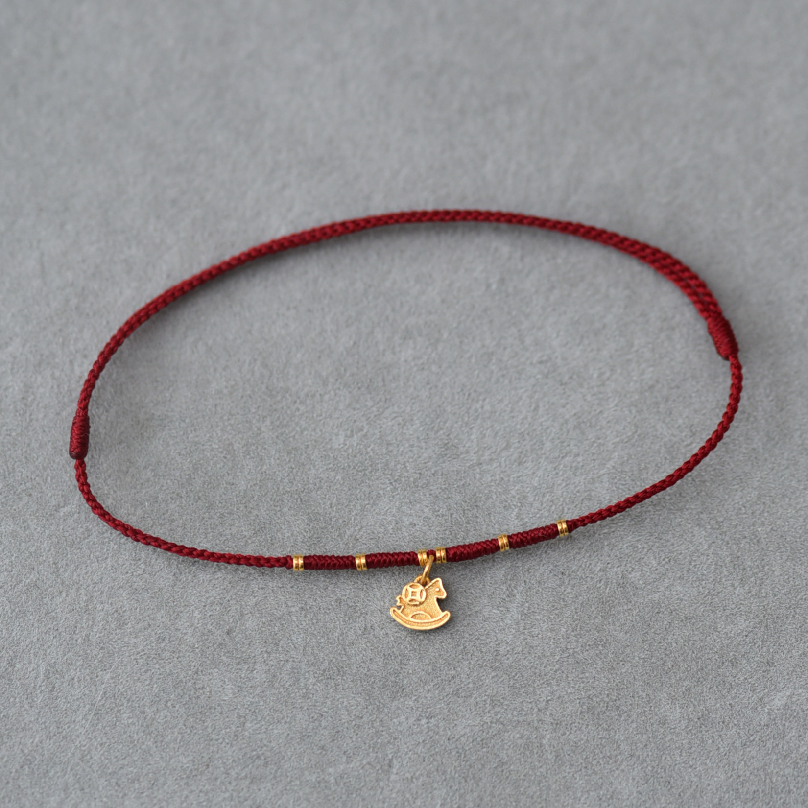 足金999生肖马黄金马上有钱本命年纯手工编织红绳手链脚绳可调节,黄金,定价黄金手链,淘宝优惠券,粉丝福利购,淘宝优惠卷