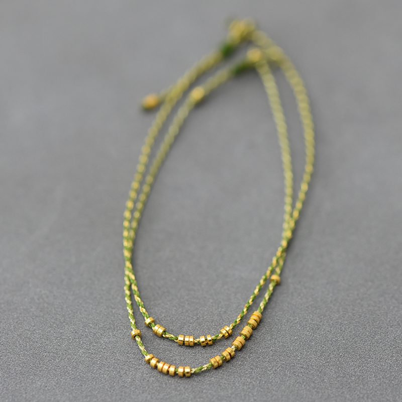 天绳一兑足金999小隔珠手工红绳