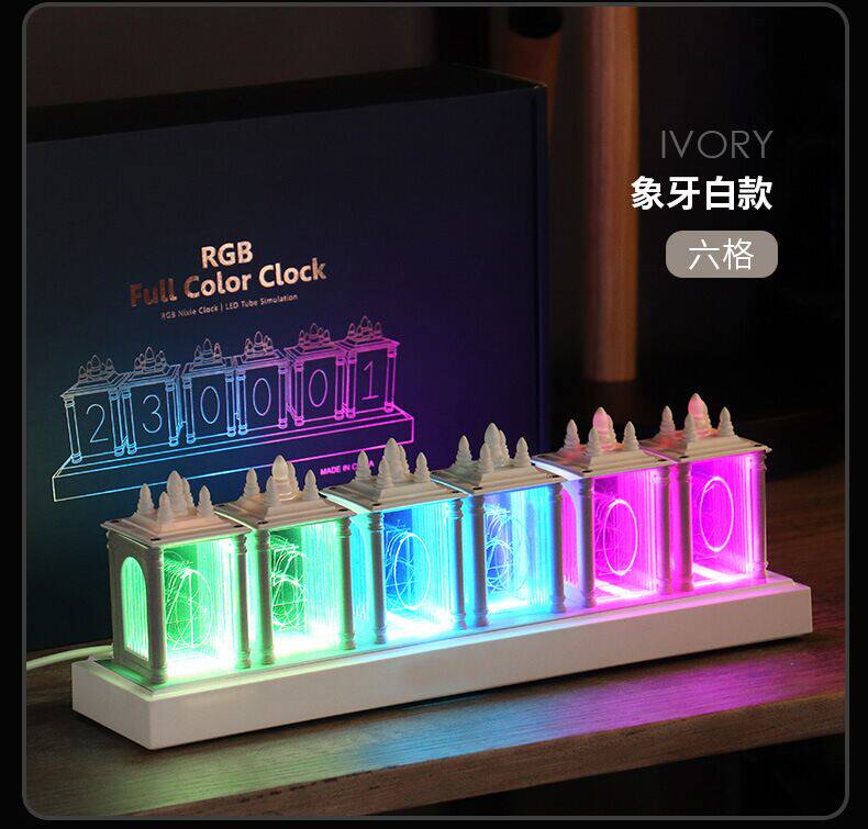 운명의 집 RGB 의사-닉시 튜브 전자 디지털 시계 사이버 펑크 크리 에이 티브 데스크탑 E-스포츠 룸 장식