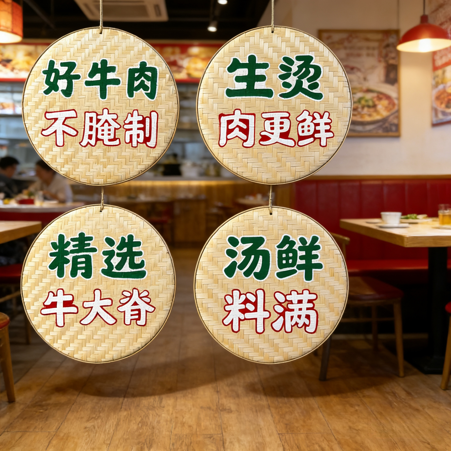 手绘簸箕画复古农家门头招牌