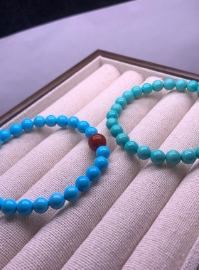 高瓷绿松石南红玛瑙手串
