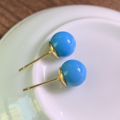 纯银999真品天然原矿绿松石耳钉女士美国蓝色2025新款 高级感 爆款