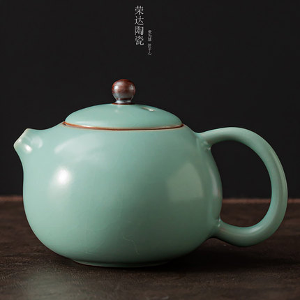 汝窑茶壶单壶快客杯陶瓷汝瓷功夫茶具盖碗开片可养茶壶瓷特价包邮