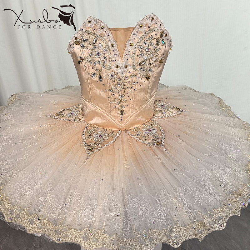 定制款香槟色银仙子变奏芭蕾舞演出服儿童tutu裙专业芭蕾裙