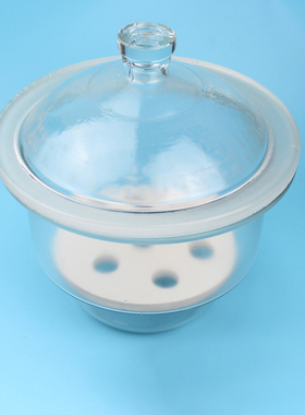 实验室白色真空玻璃干燥器除湿透明附瓷板150 210 300 240 400mm