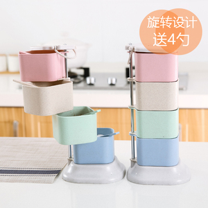 小麦秸秆立式旋转调料盒