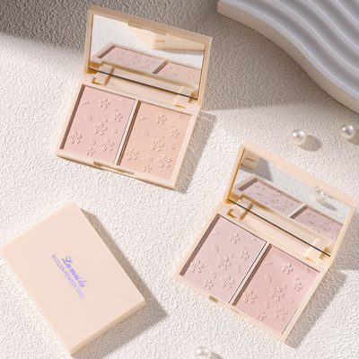 满包邮 批发 干湿两用双色粉饼一盘2色遮瑕清透服帖定妆修容修颜