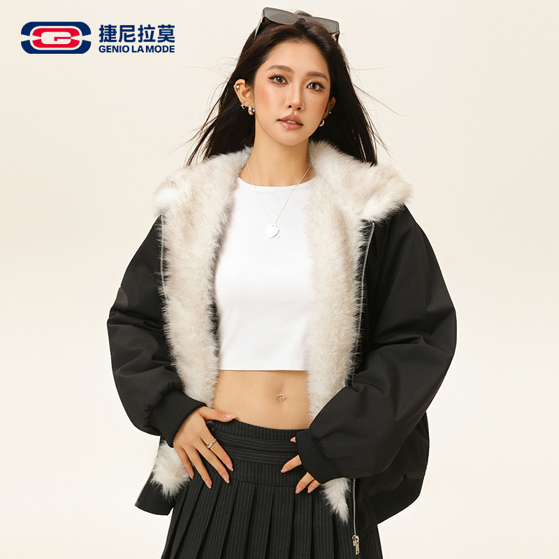 捷尼拉莫加厚保暖棉服男毛领座山雕棉袄重磅棉衣冬季情侣防风外套