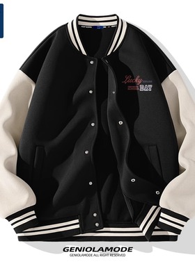 GENIOLAMODE棒球服男款冬季重磅美式休闲夹克2025新款加厚男外套