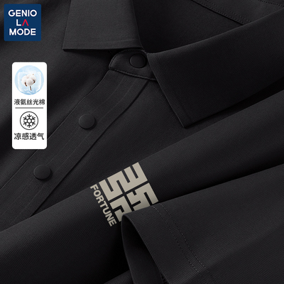 GENIOLAMODE短袖男款polo衫痞帅风2025夏季黑色液氨5A级抑菌半袖