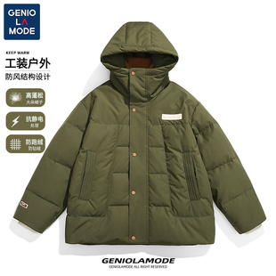 捷尼拉莫GENIOLAMODE日系羽绒服男2025新款潮牌连帽工装春季外套