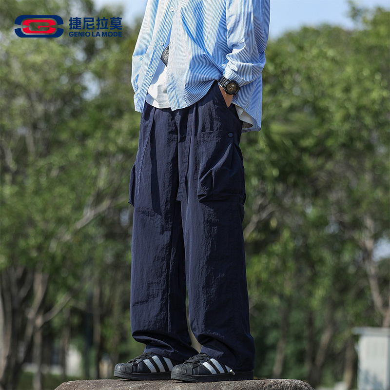捷尼拉莫日系休闲裤男户外机能直筒裤男冬季加绒加厚工装裤长裤男