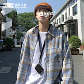 衬衣秋季 GENIOLAMODE格子衬衫 男cityboy港风长袖 痞帅宽松衬衣外套