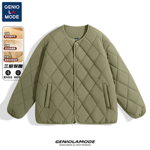 捷尼拉莫GENIOLAMODE棉服男2025新款设计感轻薄美式无领宽松棉袄