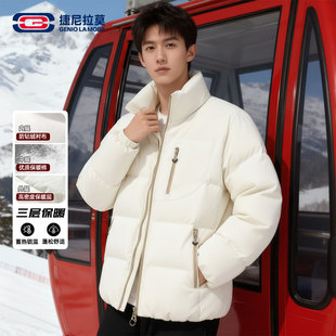 GENIOLAMODE冬季立领棉服男款撞色拉链设计加厚蓬松面包服棉衣男