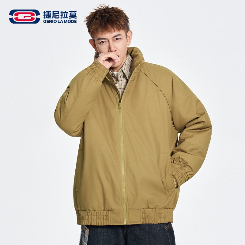 捷尼拉莫立领棉衣男冬季加厚保暖棉袄美式休闲短款抗寒宽松夹克男