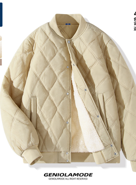捷尼拉莫GENIOLAMODE棉服男2025新款美式无帽棒球领夹棉加厚外套