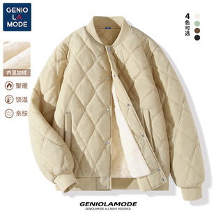 捷尼拉莫GENIOLAMODE棉服男2025新款美式无帽棒球领夹棉加厚外套