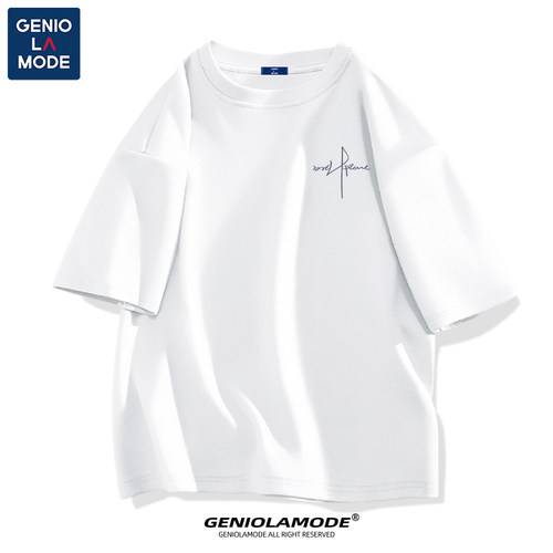 geniolamode短袖t恤男夏季白色百搭休闲2025新款抗菌纯棉半袖男款